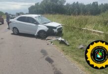 Despiste en ruta 39: un conductor fue hospitalizado tras chocar contra el guardarraíl