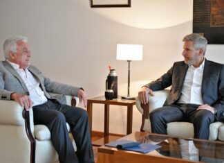 El presidente del STJ, Germán Carlomagno, recibió al gobernador Rogelio Frigerio