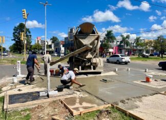 Avanza la puesta en valor de las plazoletas del bulevar Yrigoyen