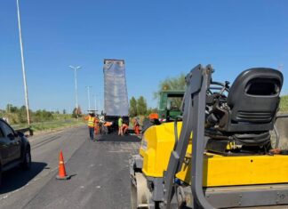 Autovía Artigas: Se realizan trabajos de bacheo a la altura de Concepción del Uruguay