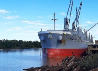 Arribó un nuevo buque de ultramar al Puerto de Concepción del Uruguay para la exportación a la India