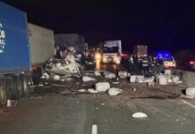 Triple choque de camiones en la autovía 14 dejó heridos y derrame de materiales peligrosos