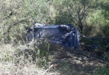 Un auto volcó y terminó en la banquina de la Autovía 12 tras un choque entre dos vehículos