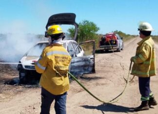 Dramático incendio: el conductor sufrió quemaduras al intentar apagar las llamas