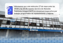Enersa realizará tareas de mantenimiento y el servicio telefónico estará fuera de funcionamiento