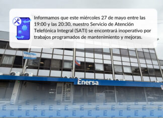 Enersa realizará tareas de mantenimiento y el servicio telefónico estará fuera de funcionamiento