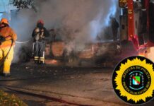 Investigan el incendio total de un automóvil en la vía pública