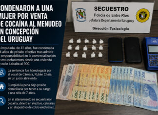 Condenaron a una mujer por venta de cocaína al menudeo en Concepción del Uruguay
