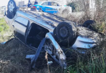 Despiste y vuelco en Ruta 39: el conductor sufrió lesiones leves