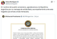 Venezuela agradeció la ayuda humanitaria enviada por Argentina tras los terremotos