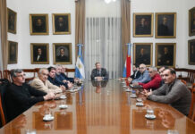 Frigerio recibió a los gremios de Granja Tres Arroyos