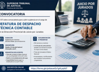 El STJ abrió una convocatoria para cubrir un cargo contable en Juicio por Jurados