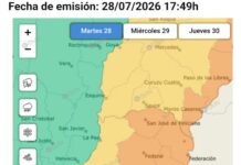 Renovaron el alerta naranja por tormentas para cinco departamentos entrerrianos