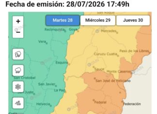 Renovaron el alerta naranja por tormentas para cinco departamentos entrerrianos