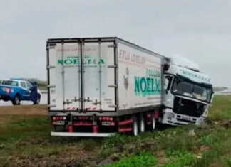 Una fuerte ráfaga de viento hizo despistar a un camión sobre la Ruta Nacional 14