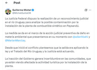 La Justicia Federal realizará un reconocimiento en el río Uruguay