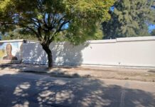 Repararon el paredón del Cementerio Municipal