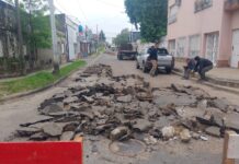 Cortan calles Alberdi y Chiloteguy por trabajos de reparación con hormigón
