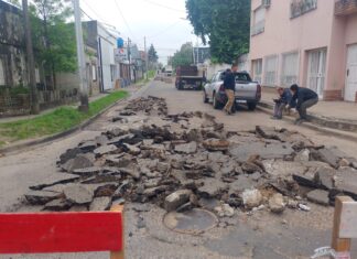 Cortan calles Alberdi y Chiloteguy por trabajos de reparación con hormigón