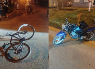 Tres personas heridas en un choque entre una moto y una bicicleta en Concordia