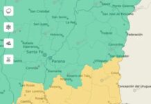 Emiten alerta amarilla por tormentas para siete departamentos de Entre Ríos
